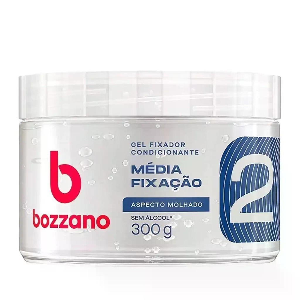 Gel fixador Bozzano Incolor 300g Aspecto Molhado Sem Alcool Média Fixação