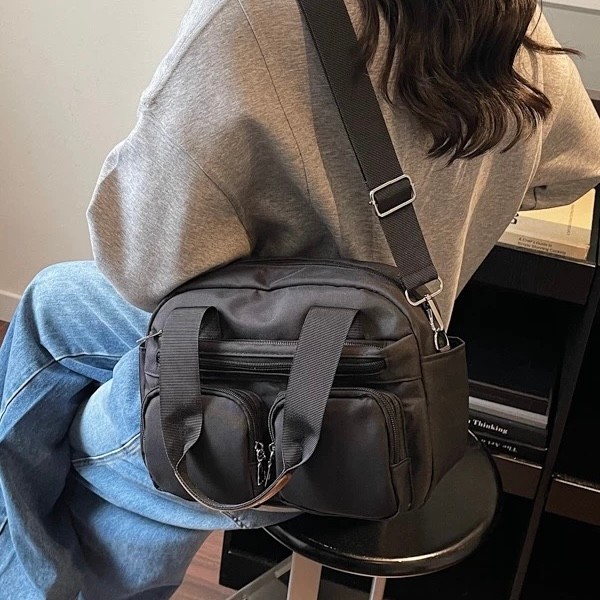 Bolsa Feminina com Vários Bolsos Bolsa de Mão Transversal em Nylon Impermeável Casual Bolsa de Ginástica TM9142 LING