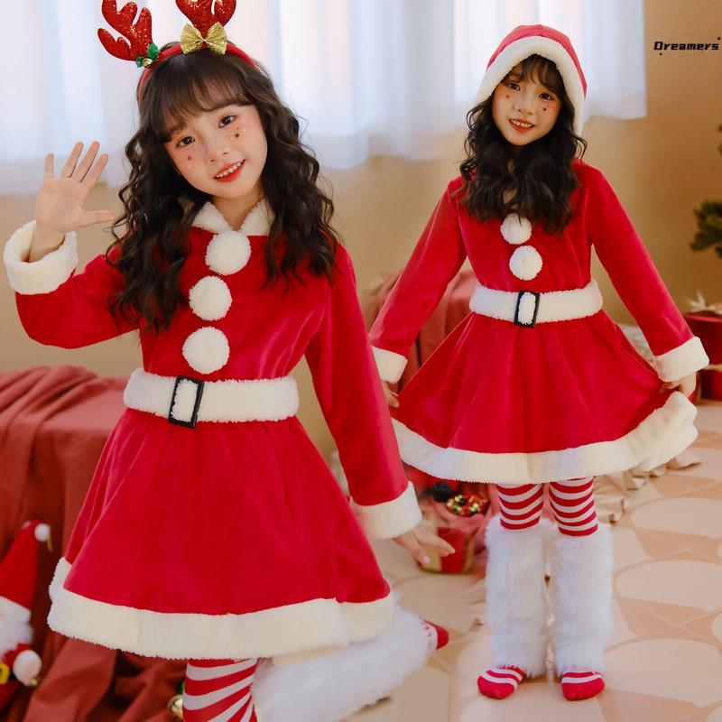 Meninas terno de natal outono inverno novo estilo vestido papai noel manga longa Elk vestido de princesa fabricante de d