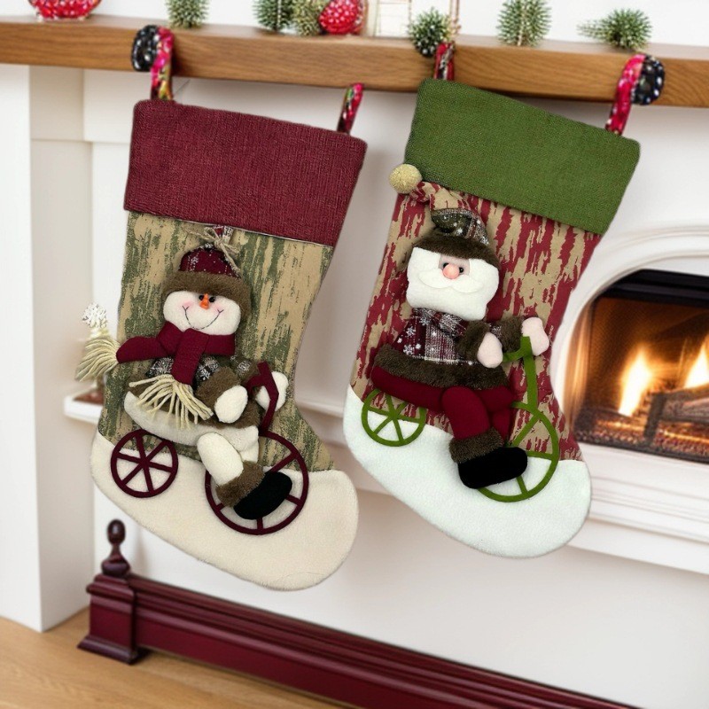 Santa meias saco de presente jardim de infância crianças velho natal grandes meias saco de presente decoração estoque de