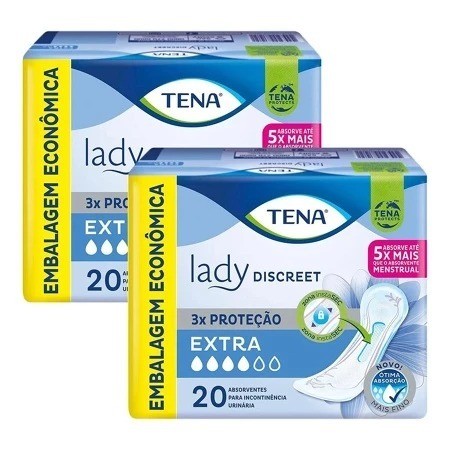 Kit 2 Absorvente para Incontinência Urinária Tena Lady Discreet Extra C/20 cada