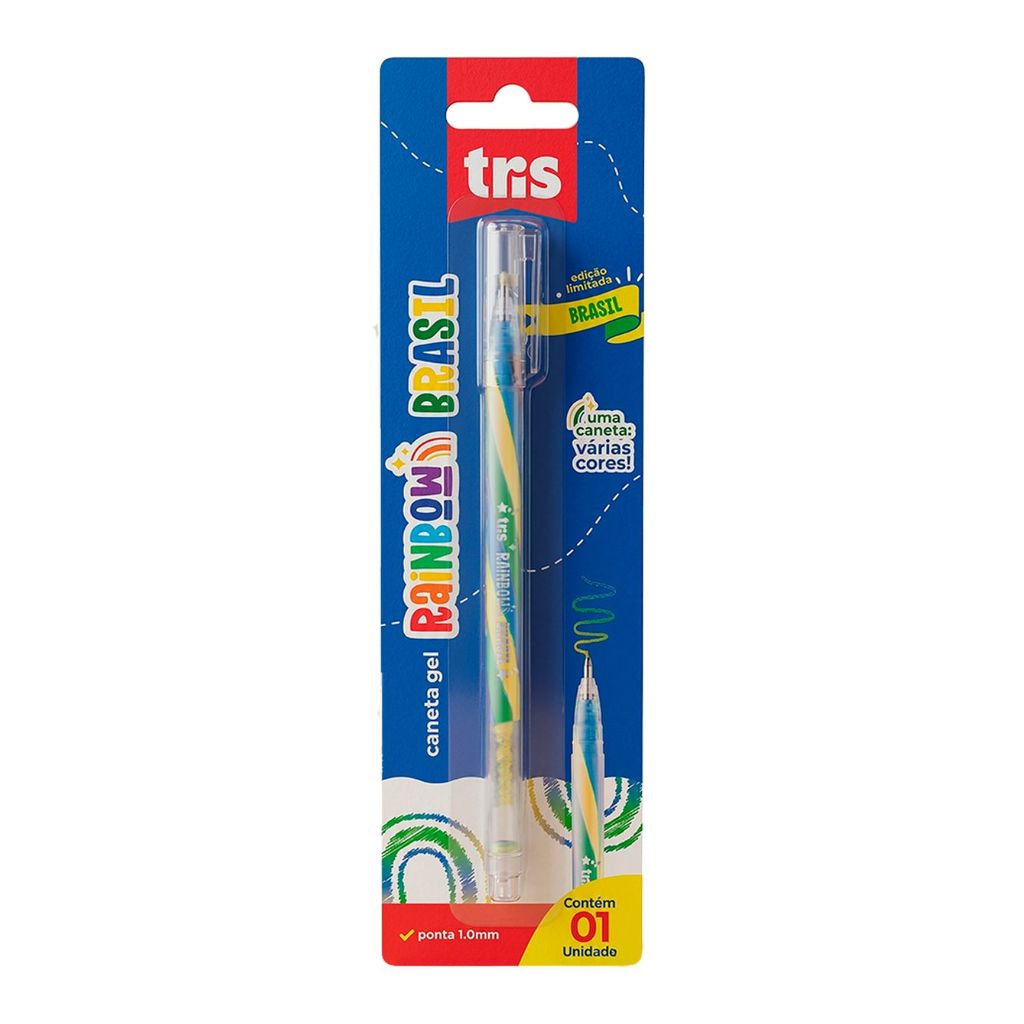 Caneta Gel Rainbow 1.0mm | Tris | Multicolor Glitter Brasil | Escrita Criativa