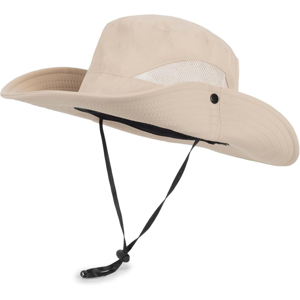 Chapéu de Sol para Meninos e Meninas - Proteção UPF 50+ - Com Tela - Aba Larga - Chapéu de Verão para Pesca - Respirável