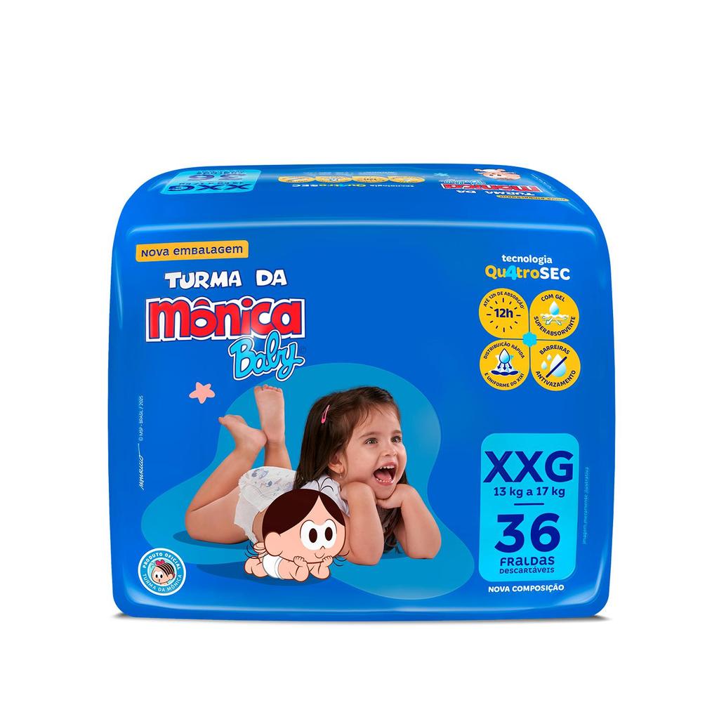 Fralda Turma da Mônica Baby Mega XXG com 36un