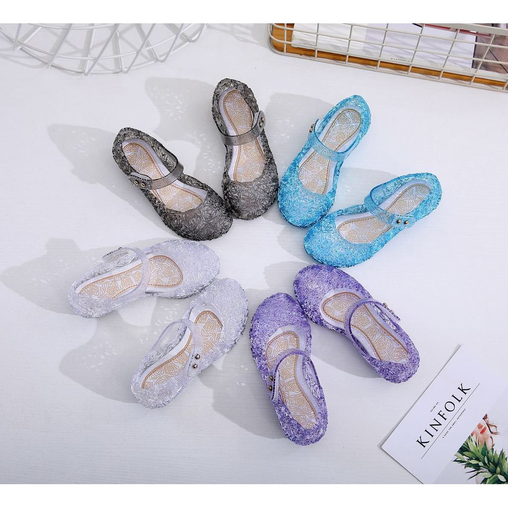 Sapatos Baixos Princess Jelly Para Meninas , Salto De Festa De Aniversário , Fantasias De Rainha Da Neve , Sandálias Beb