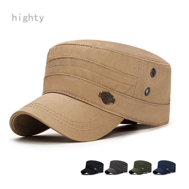 HY1 Boné De Baseball Para Homens Bonés De Moda Chapéu Plano Militares Algodão Lavados Vintage Pai