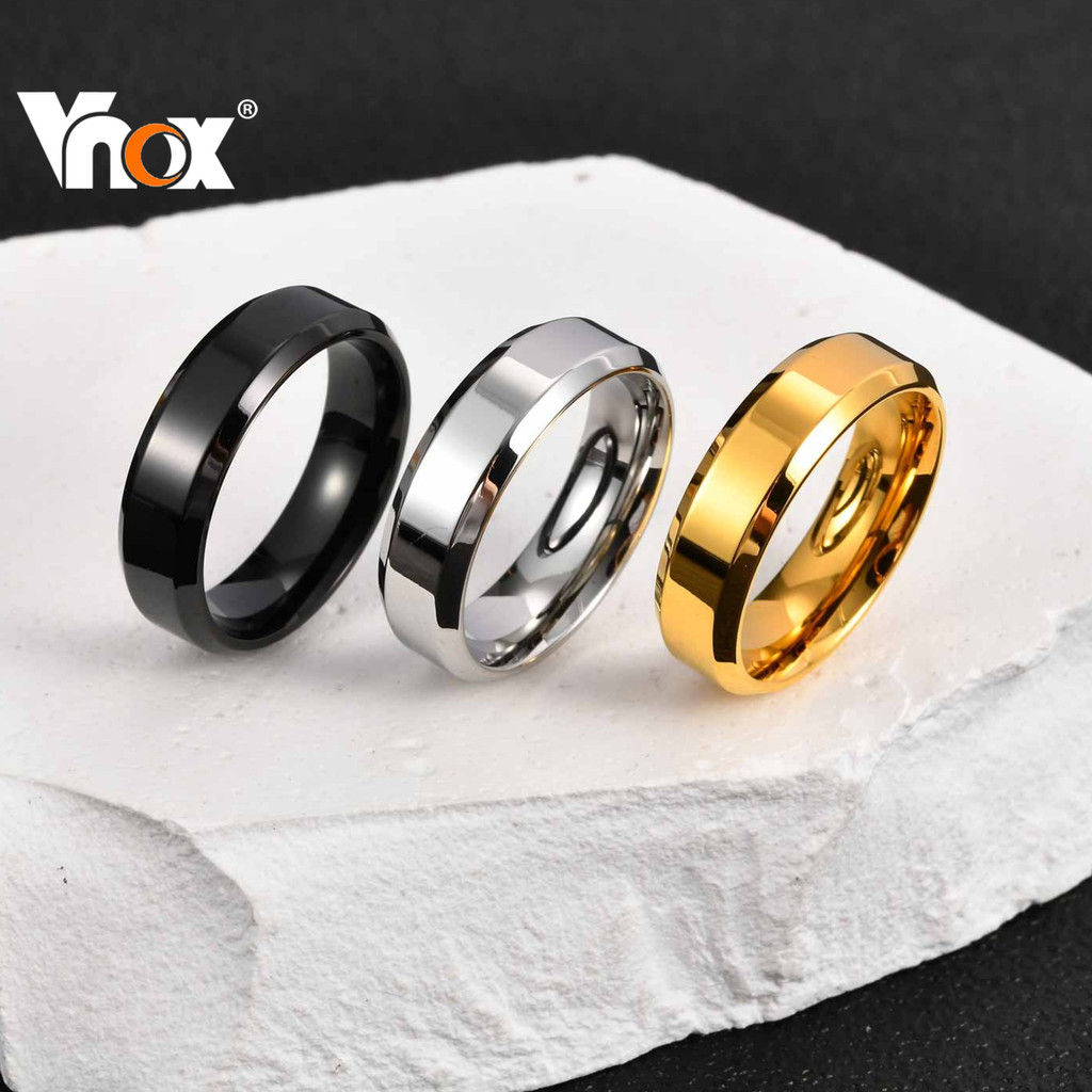 Anel De Aço Inoxidável Liso Vnox 6 Mm Para Homens , Presente De Aliança De Casamento Com Ajuste Confortável Mulheres