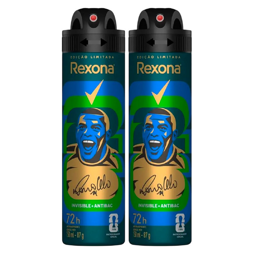 Kit Desodorante Aerosol Rexona Antibacterial + Invisible Masculino 150ml - 2 unidades