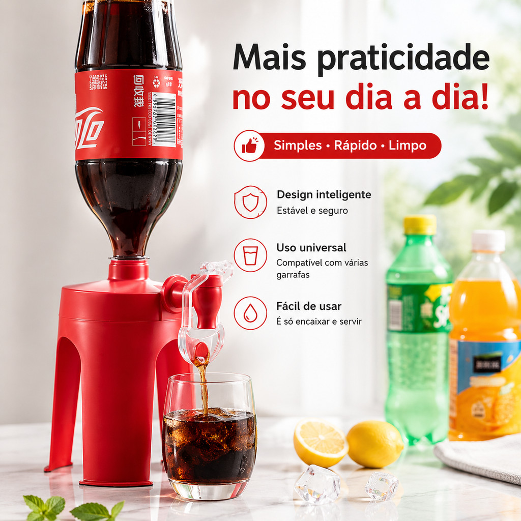Dispensador de bebida para bebidas carbonatadas Garrafa de bebida plástica Bebedouro invertido com torneira para Cola