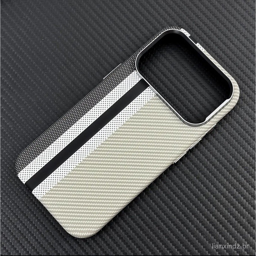 Capa Rígida De Fibra De Carbono Magnética Texturizada Premium Kevlar Para iPhone 15/16/17 Pro Max