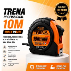 Trena 3/5/10 Metros Profissional Emborrachada Com Trava Fita Aço Carbono Alta Precisão Resistente