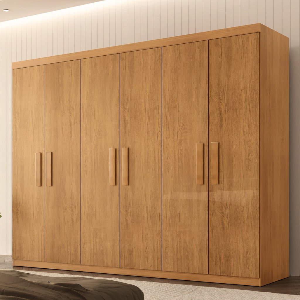 Guarda Roupa Casal 6 Portas 2 Gavetas MDF Petra Marrom/Imbuia Imbuia