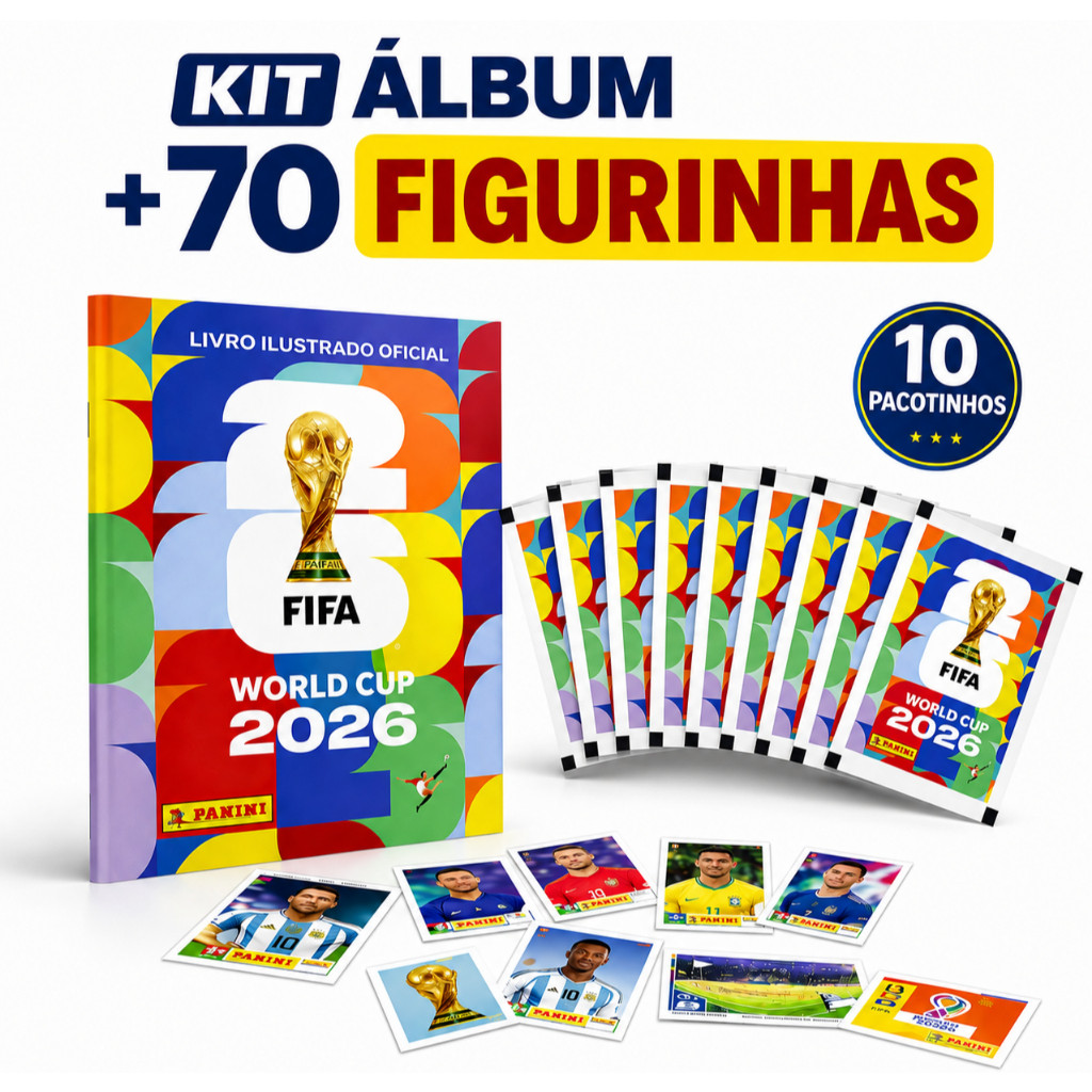 Album Copa do Mundo + 70 Figurinhas Oficial Copa do Mundo 2026 - Brochura Capa Mole