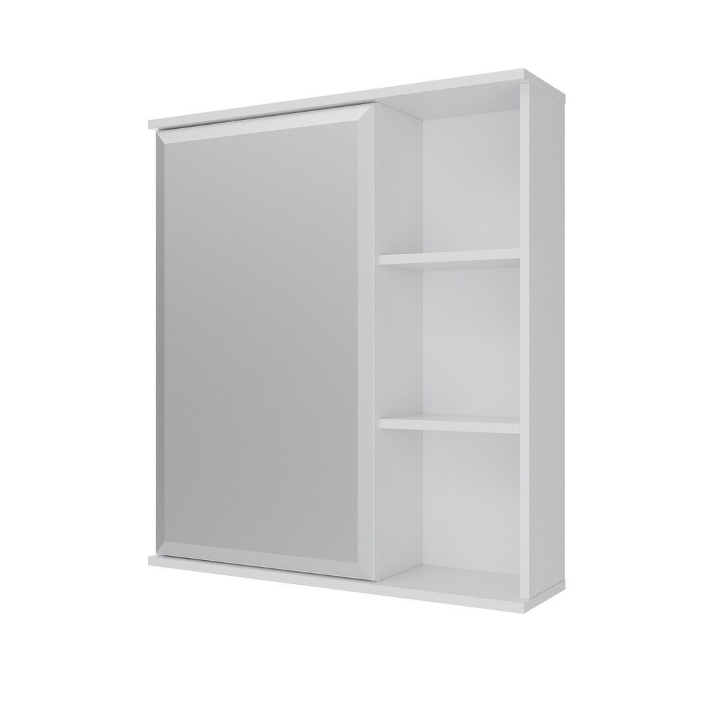 Espelheira para Banheiro 1 Porta 3 Prateleiras Treviso Mgm Móveis Branco