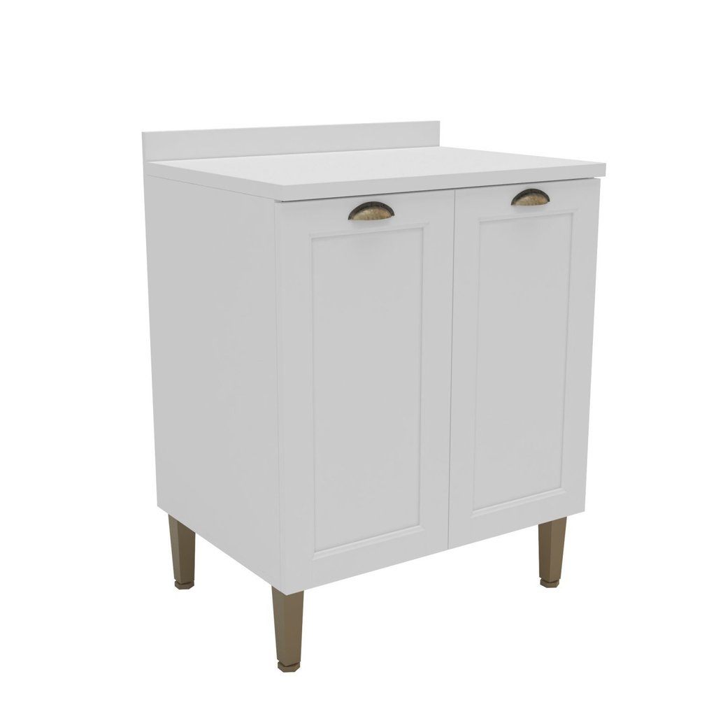Armário Balcão de Cozinha 2 Portas com Tampo 25mm 70cm 2320 Provençal Yescasa Branco