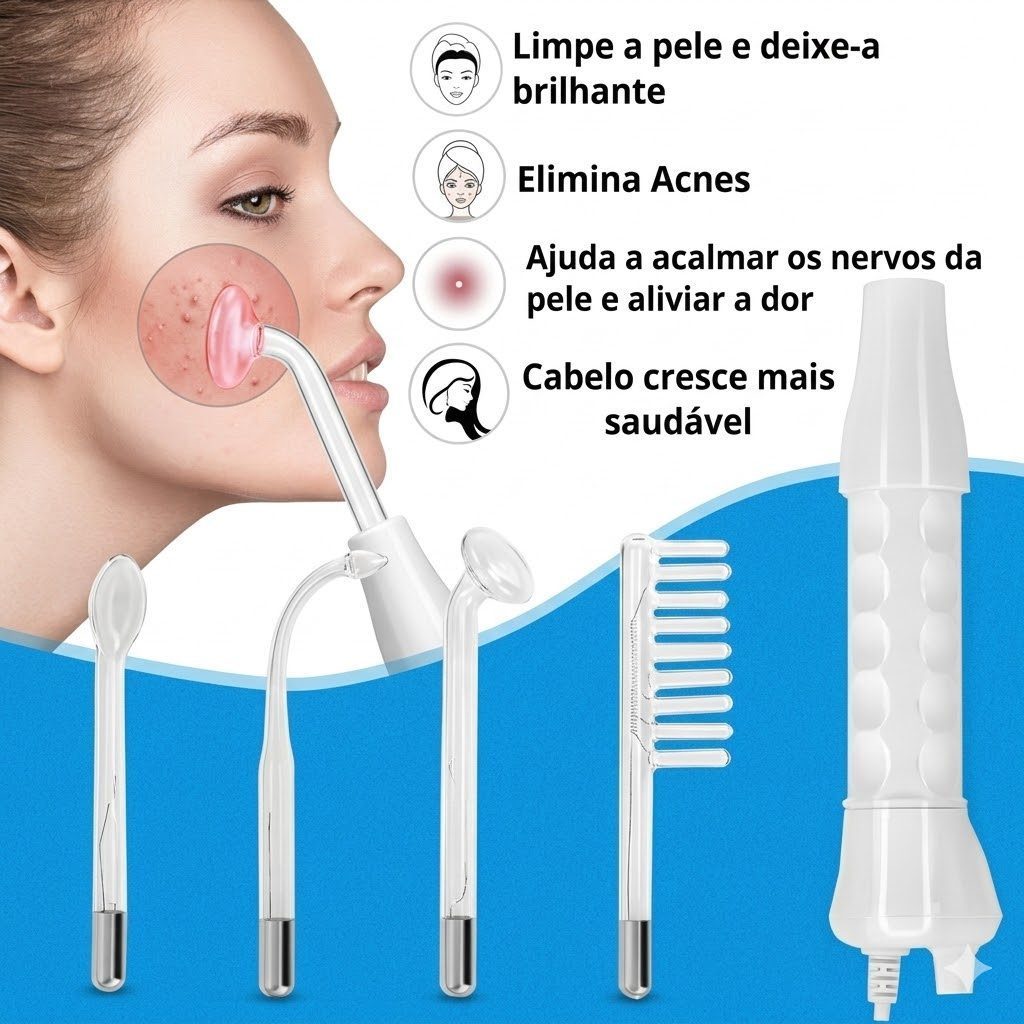 Aparelho Alta Frequência Portátil Estética Facial Profissional Eletrodos