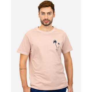 Camiseta Osklen Masculina Regular Stone Palm Sketches Rosa Claro em Oferta na Shopee
