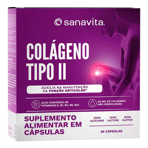 Colágeno Tipo Ii 40mg + Vitaminas Sanavita 30 Cápsulas Sem Sabor