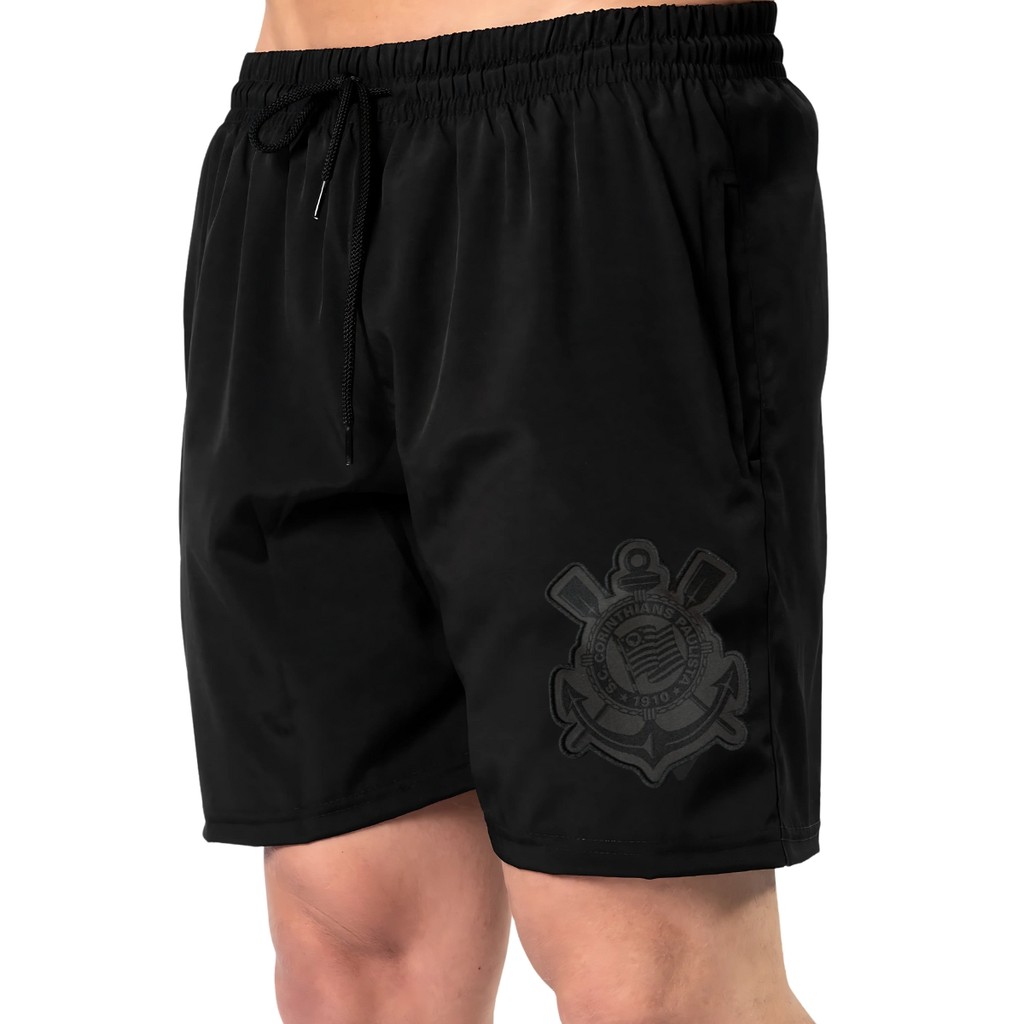 Bermuda Masculina Bordada Corinthians UV All Black
