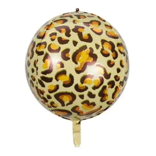 Kit 2 Balão Metalizado Globo 4D Animal Onça Pintada Safari Print 50cm Festa