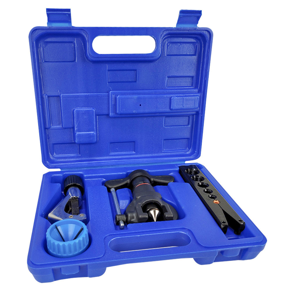 Kit Flangeador de Tubos Excêntrico com Catraca 1/4 A 3/4 + Cortador + Escareador