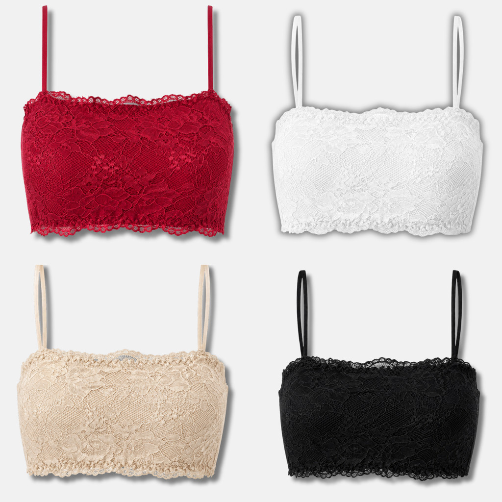 Kit 4 Top Moda Feminina Cropped Leve Transparência Sustentação Com Bojo Rendando Confortável Alça Fina