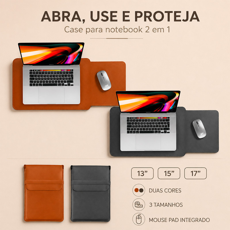 Case Bolsa Pasta Notebook IdeaPad 1 VivoBook 15 Inspiron 15 Galaxy Book4 Premium Aproveite