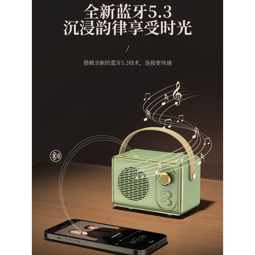 SUPMANGO Retro Bluetooth Áudio Subwoofer Mini Cartão Externo Pequeno Áudio Sem Fio Som de Alta Qualidade Presente