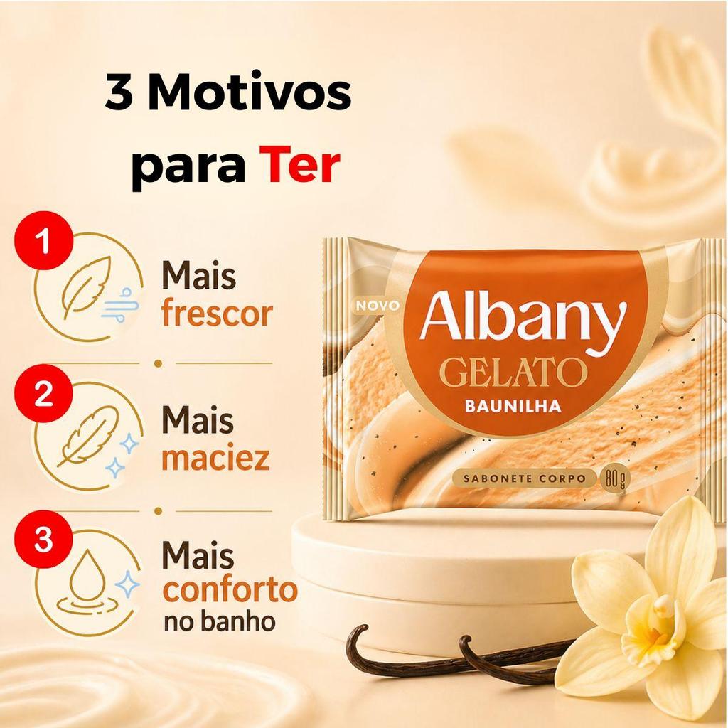 Sabonete Corporal Em Barra Albany Gelato Baunilha 80g — imagem 2 de 2