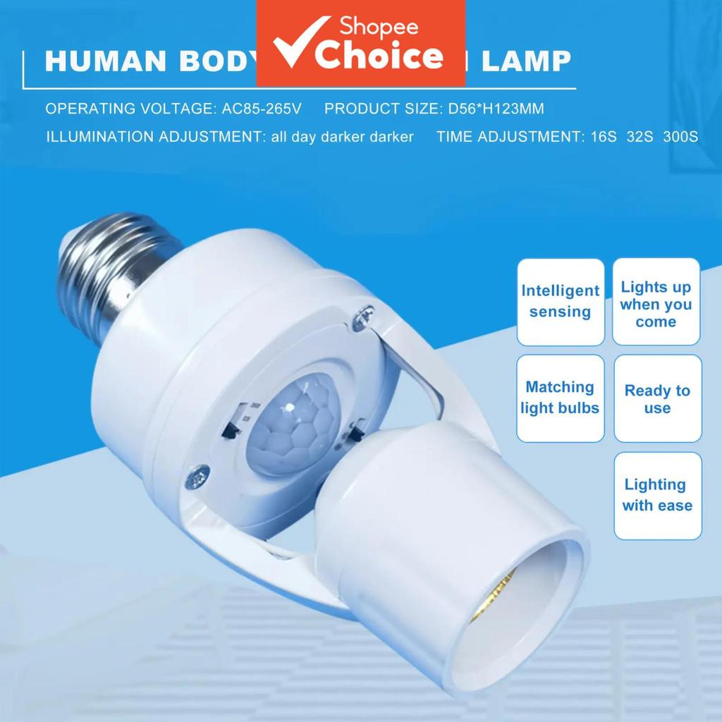 Sensor De Movimento PIR E27 Soquete Conversor Suporte De Lâmpada Com Controle De Luz Interruptor Inteligente Compatível