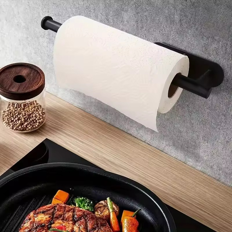Suporte De Papel Higiênico Dispensador De Toalha Aço Inoxidável Sem Perfuração , Organizador De Rolo De Montagem Em Pare
