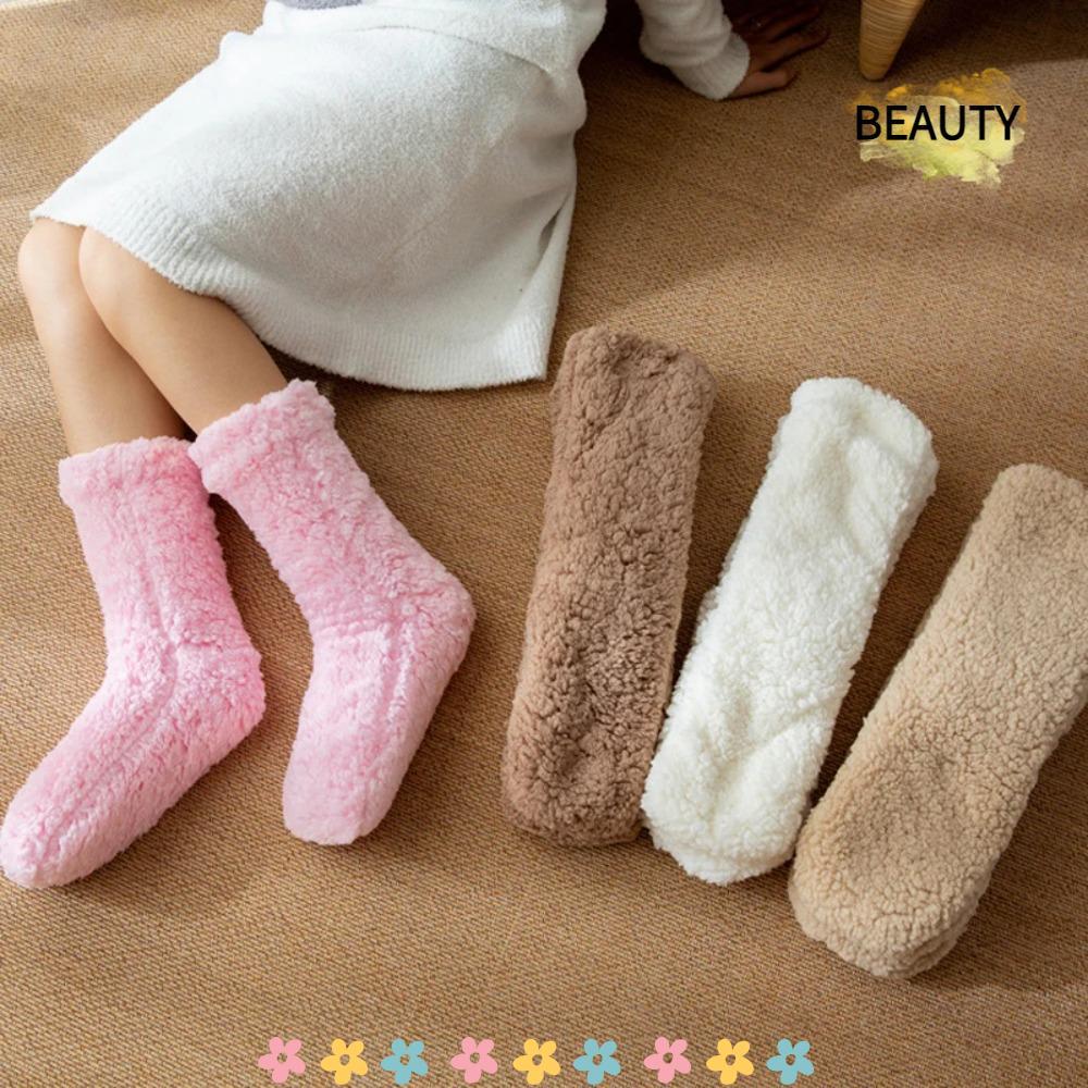 BEAUTYHOMEBR 1 Par De Meias De Algodão , Inverno De Cor Sólida Espessadas Chão Para Dormir À Prova De Frio Casa