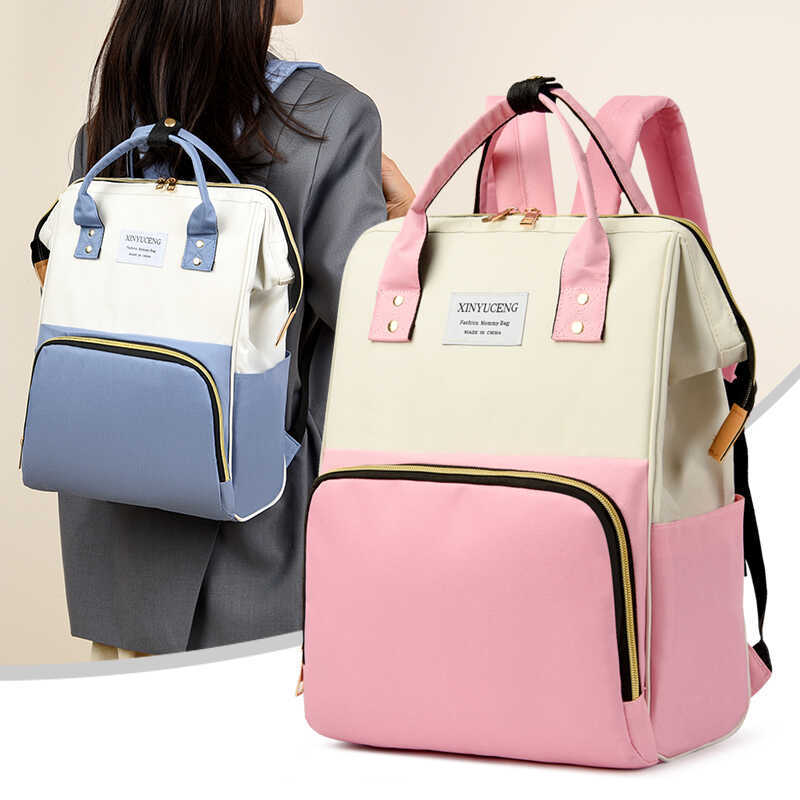 2024 novo estilo contraste cor mochila mãe bebê mochila bebê mãe passeio leve portátil mochila de grande capacidade saco