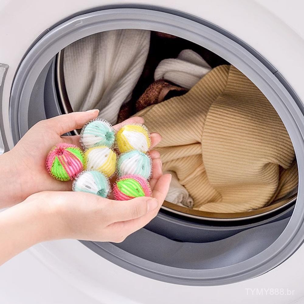 6 Peças Removedoras de Pelos de Animais para Lavanderia, Removedor de Fiapos, Bolas para Máquina de Lavar, Bolas Reutili