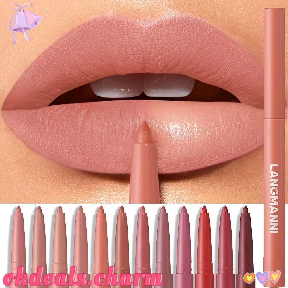 OKDEALS Caneta Delineadora Labial Fosca , Lápis De Contorno Com Natural De 12 Cores Batom De Maquiagem De Longa Duração