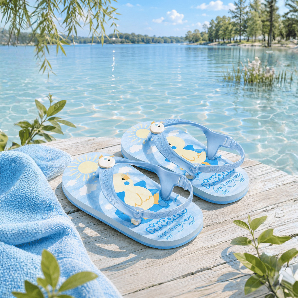 Chinelo Sandália Pimpolho Praiana Bebê Infantil com Elástico Menino Patinho Tamanho 17 18 19 20 21 22 23 Verde e Preto