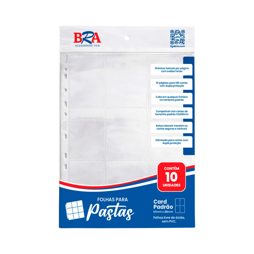 Folha para Pastas 18 Bolsos 3x3 cor Branca 10 Unidades BRA - BC-222C_BRANCA_CX