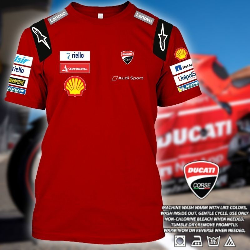Novo ! Camiseta Masculina COD Ducati Moto GP Racing Team Logo Masculino Casual Manga Curta Tendência Camisetas Gráficas