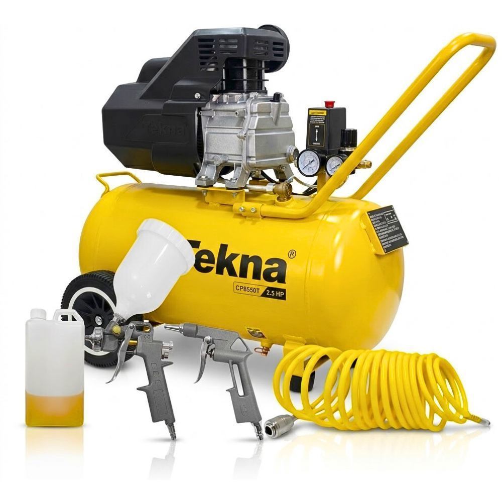 Compressor de Ar 2,5HP 8 Pés 43 Litros Lubrificado CP8550T com Kit TEKNA