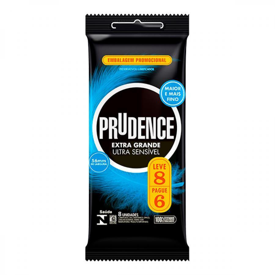 PRESERVATIVO PRUDENCE EXTRA GRANDE ULTRA SENSÍVEL LEVE 8 PAGUE 6  UNIDADES