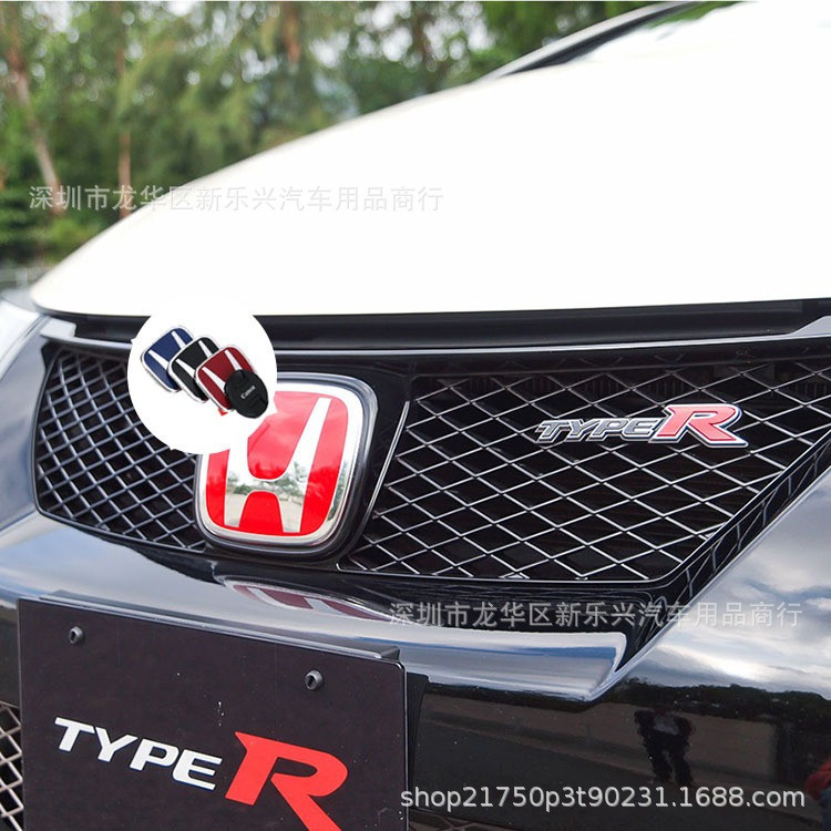 Emblema de Carro Prateado Honda Vermelho/Preto/Azul (Frente + Traseira) Adesivo de Substituição de Logotipo para CIVIC 4
