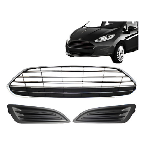 Kit Grade Dianteira Para-choque New Fiesta 2013-2017 Cromado