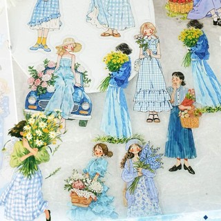 15 Peças Adesivo De Scrapbooking PET Meninas Pessoas Adesivos Para Diário Scrapbook Suprimentos Transparentes Colagem Bu