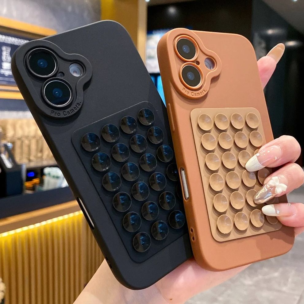 INS Bonito Criativo Ventosa Caso De Silicone Macio Para iPhone 16 15 14 Plus 13 12 Mini 11 Pro Max Selfie Gadget Titular