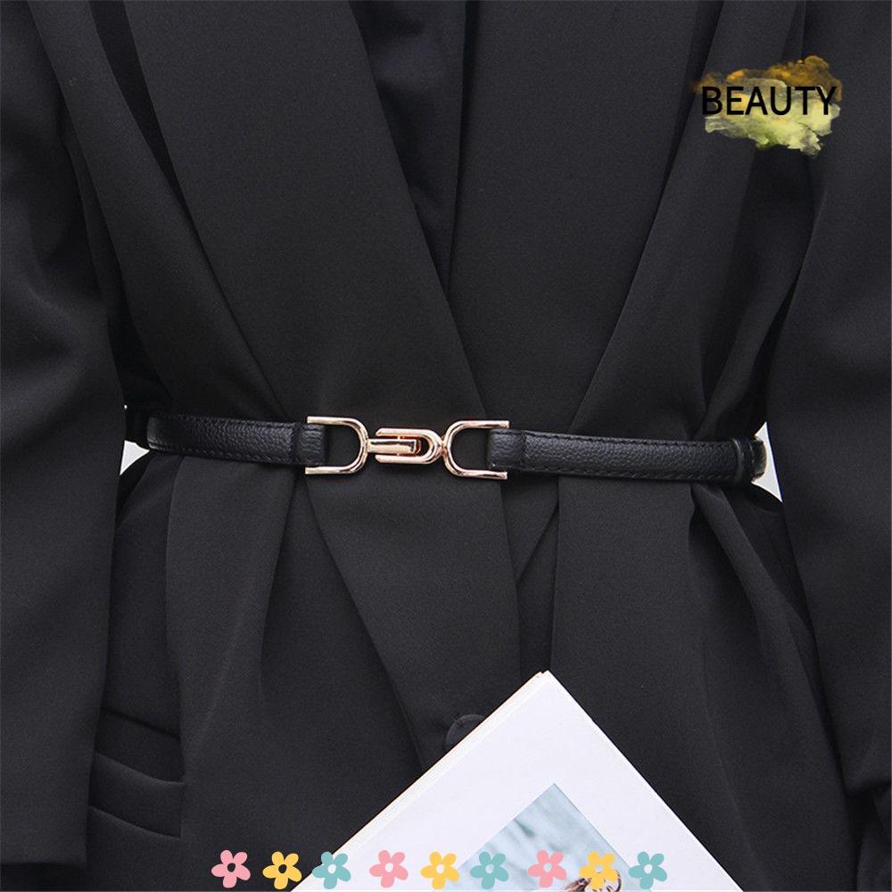 BEAUTYHOMEBR Mulheres Alça Fina Feminina Cor Dourada Fivela Cintura De Couro Falso PU