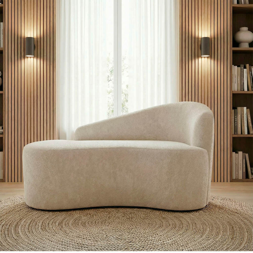Mini Sofá Orgânico 2 Lugares Curvo Aurea Design Elegante Suede Sala Escritório Recepção Consultório