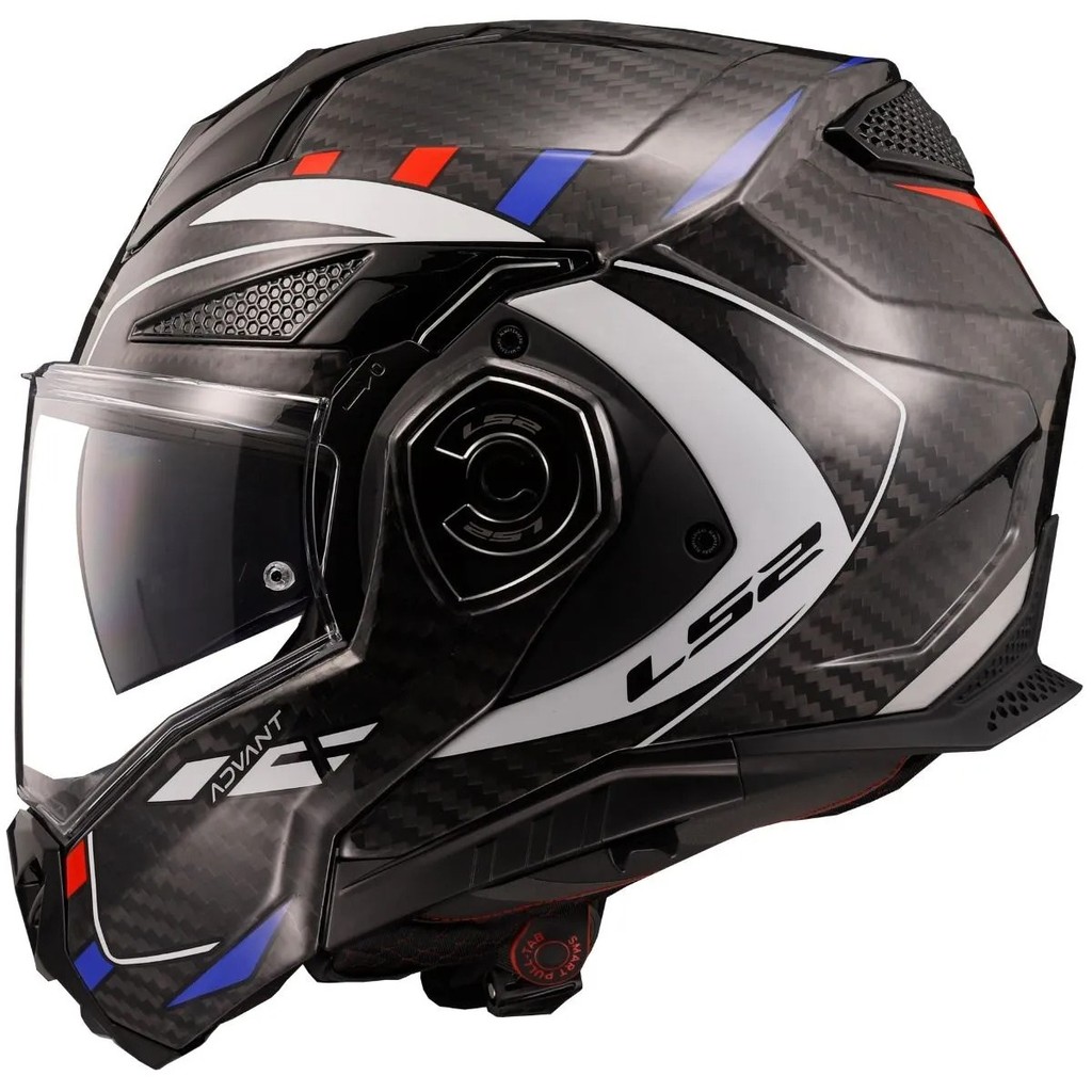 Capacete LS2 Advant X FF901 Future Carbon Escamoteavel Articulad Robocop 180 Graus Fibra de Carbono 6K
