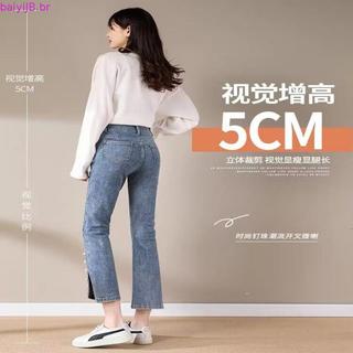 calça jeans feminina pantalona calça jeans feminina cintura alta Jeans bootcut dividido feminino cintura alta emagreci