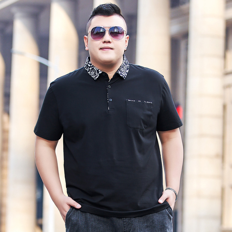 Plus size camisa POLO masculina mais gordura plus size Street Wear cara gordo lapela puro algodão de manga curta camiset