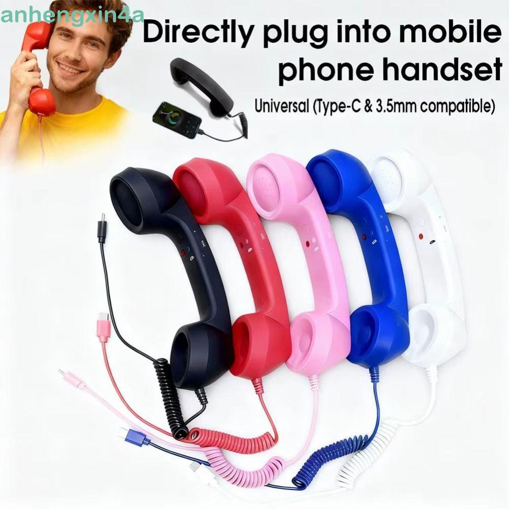 Aparelho De Telefone Retrô ANHENGXIN , Microfone Com Fio Controle De Volume Externo Tipo C/3.5 Mm